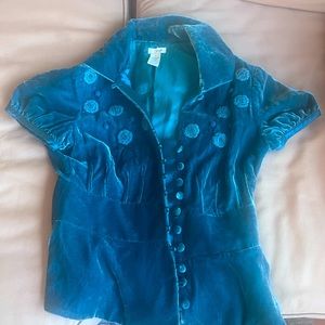 Blue velvet odille blouse, mint condition